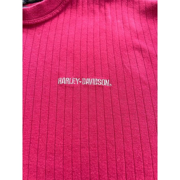 Vintage Harley-Davidson Mens Ribbed Burgundy Half-Zip Cotton Shirt XL W3 - Picture 3 of 6